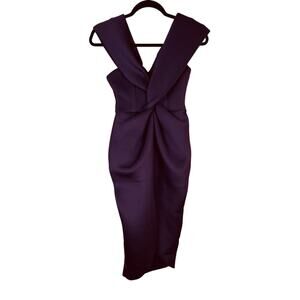 Asos Dress Purple Off the Shoulder Twist Front Cocktail Evening Long Size 4